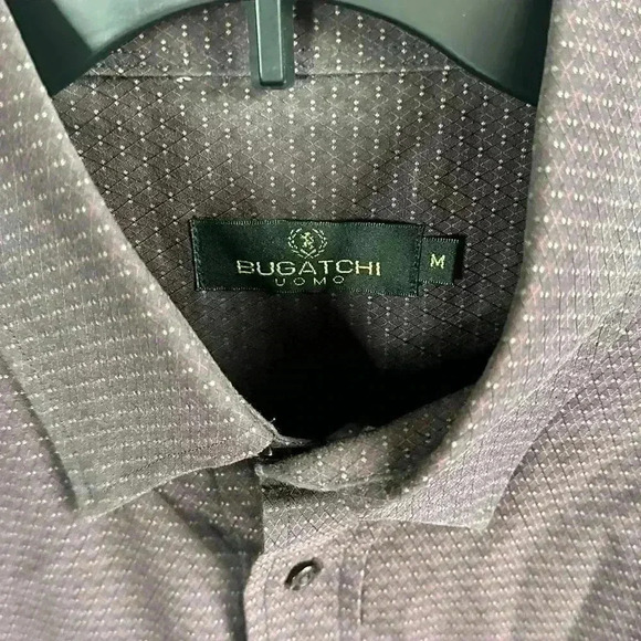 Bugatchi Uomo Brown Button Down Collared Long Sleeve Dress Shirt Size M - Picture 3 of 3